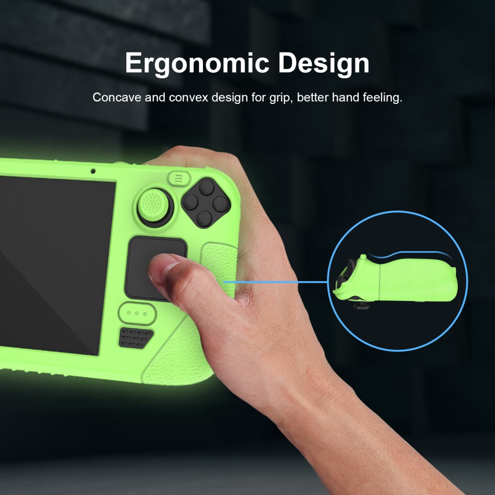  Steam Deck / OLED Fodral Silikon Anti-Slip Neongrön