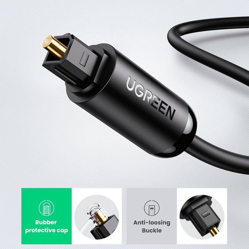 UGREEN UGREEN 2m Optisk Ljudkabel Toslink Svart