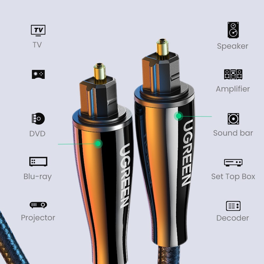 UGREEN UGREEN 2m Optisk Fiberkabel Toslink Svart