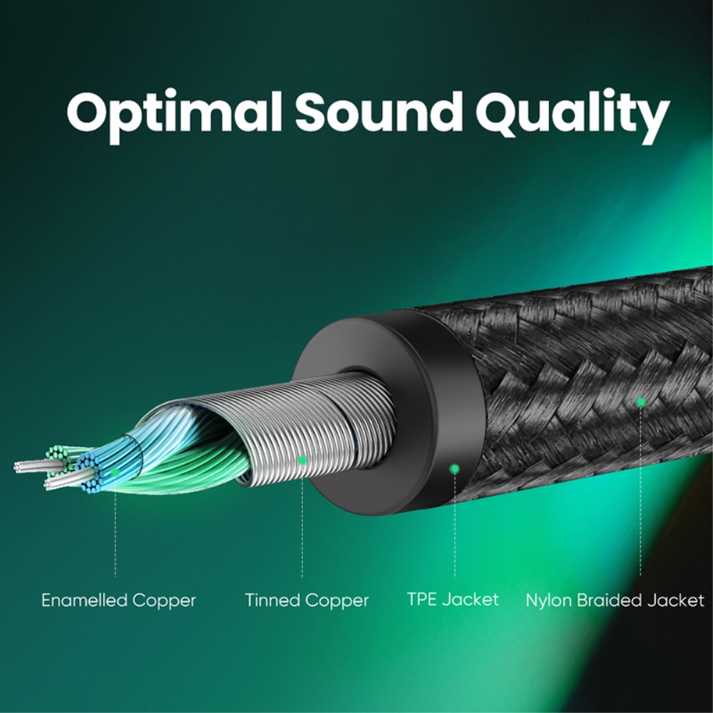 UGREEN UGREEN 25cm 3.5mm AUX Y-Splitter 1 Hane - 2 Hona Svart