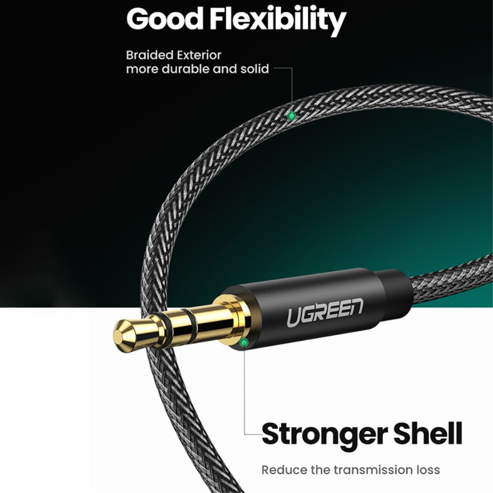 UGREEN UGREEN 25cm 3.5mm AUX Y-Splitter 1 Hane - 2 Hona Svart