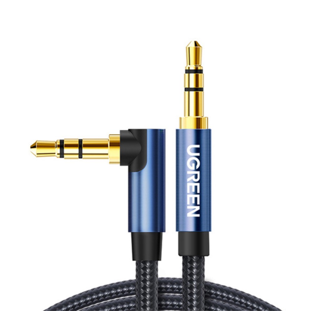 UGREEN UGREEN 1m 3.5mm AUX Ljudkabel Elbow Nylon Blå/Svart