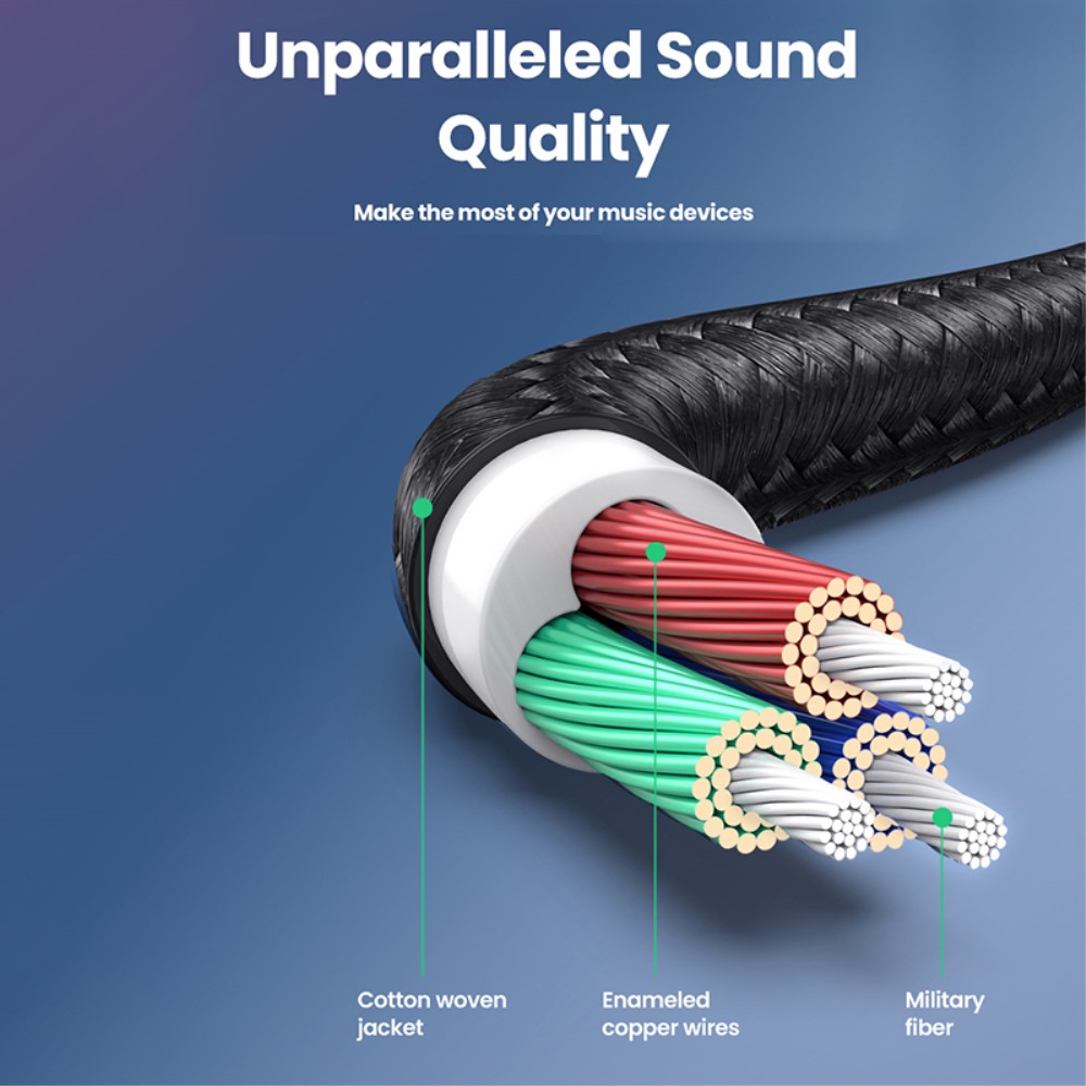 UGREEN UGREEN 1m 3.5mm AUX Ljudkabel Elbow Nylon Blå/Svart