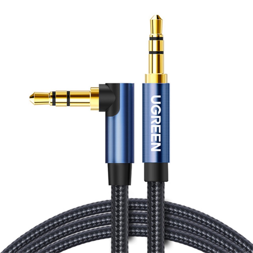 UGREEN UGREEN 1.5m 3.5mm AUX Ljudkabel Elbow Nylon Blå/Svart