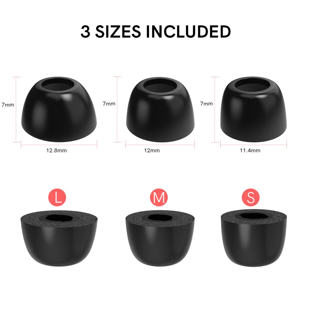  3-PACK Öronpluggar / Earbuds Galaxy Buds Pro/Buds Pro 2 Svart