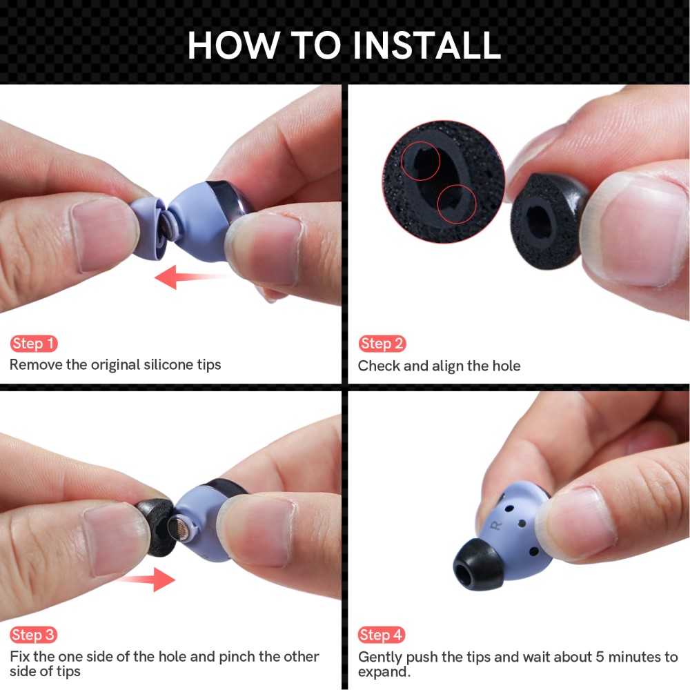  3-PACK Öronpluggar / Earbuds Galaxy Buds Pro/Buds Pro 2 Svart