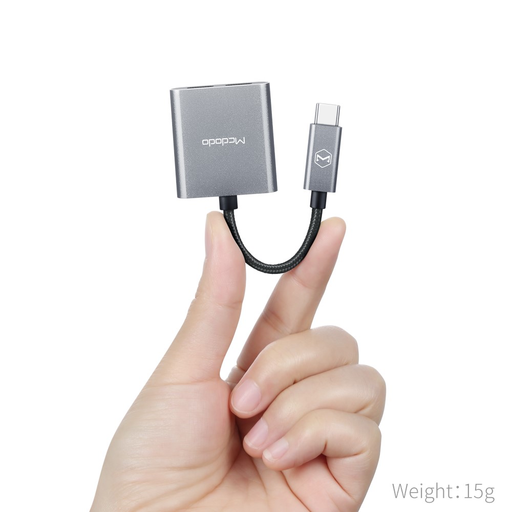 MCDODO Mcdodo PD 60W USB-C Splitter Ljudadapter, DAC Grå