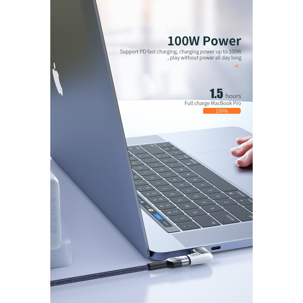 ESSAGER ESSAGER 100W 5A USB-C/USB-C Magnetisk Adapter Silver