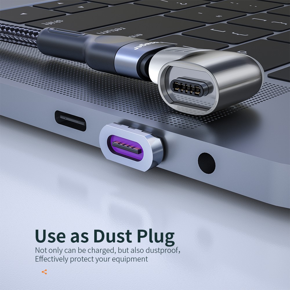 ESSAGER ESSAGER 100W 5A USB-C/USB-C Magnetisk Adapter Silver