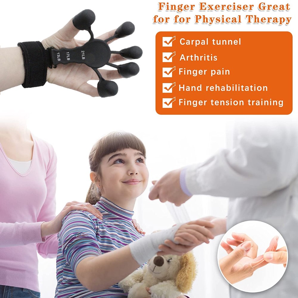  Finger Grip / Fingertränare Justerbart Motstånd Grå