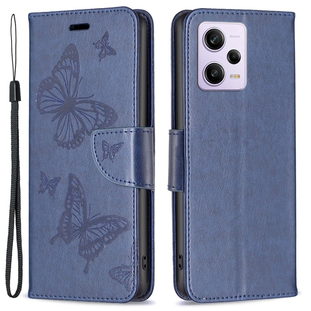  Xiaomi Redmi Note 12 Pro 5G Fodral Med Fjäril Tryck Blå