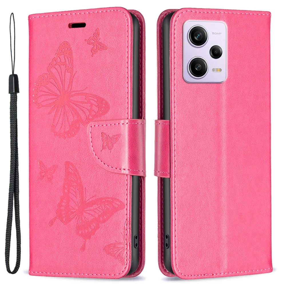  Xiaomi Redmi Note 12 Pro 5G Fodral Med Fjäril Tryck Rosa
