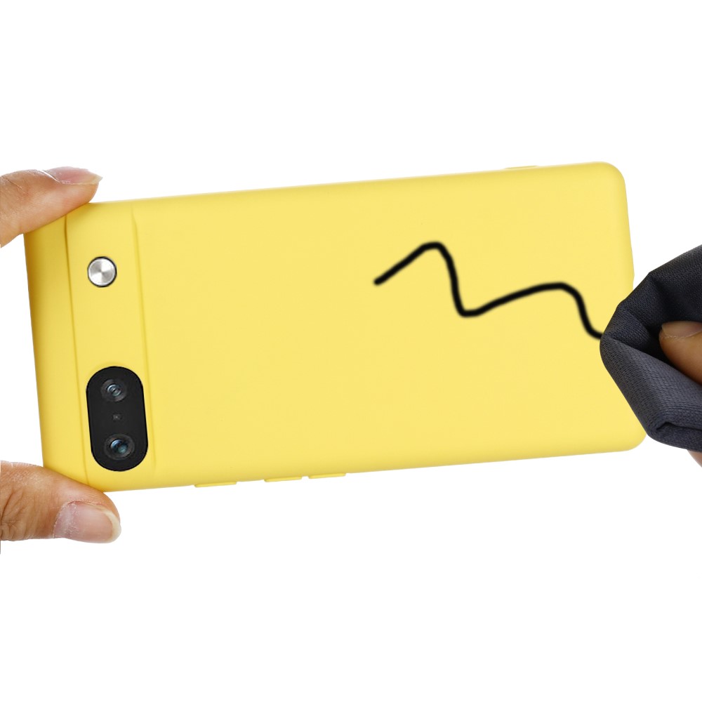  Google Pixel 7A Skal Liquid Silikon Med Strap Gul