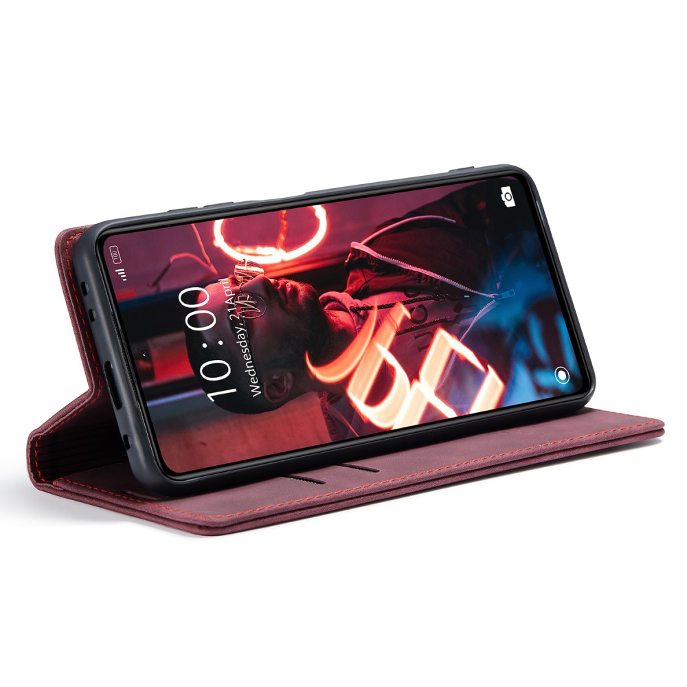 CASEME CASEME Xiaomi Redmi Note 12 Pro 5G Fodral Retro Flip Läder Vinröd