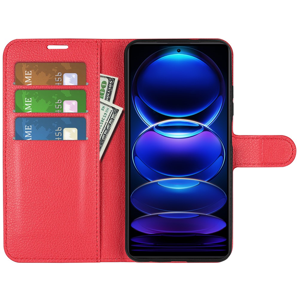  Xiaomi Redmi Note 12 Pro 5G Fodral Litchi Läder Röd