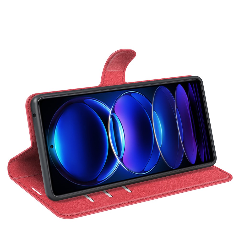  Xiaomi Redmi Note 12 Pro 5G Fodral Litchi Läder Röd