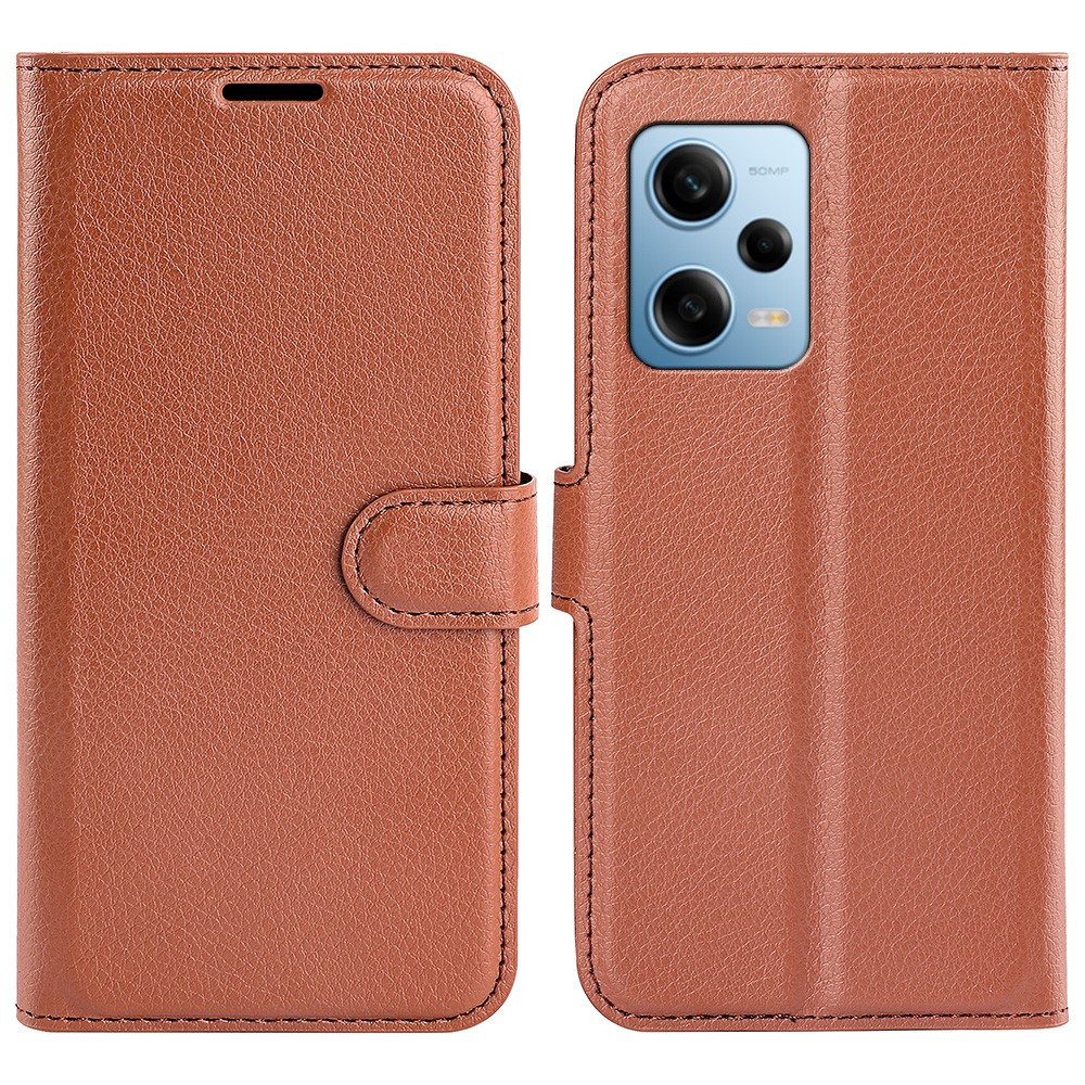  Xiaomi Redmi Note 12 Pro 5G Fodral Litchi Läder Brun