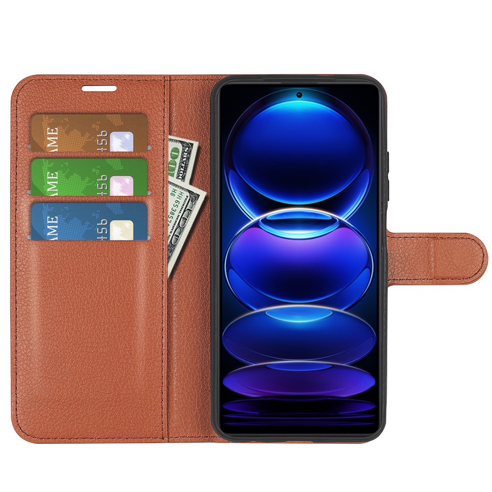  Xiaomi Redmi Note 12 Pro 5G Fodral Litchi Läder Brun