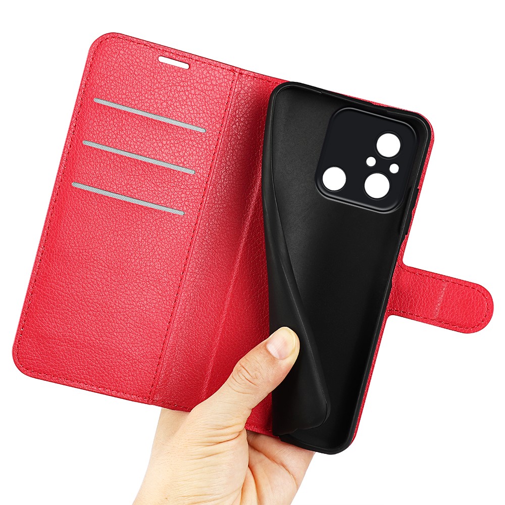  Xiaomi Redmi 12C 4G Fodral Litchi Läder Röd