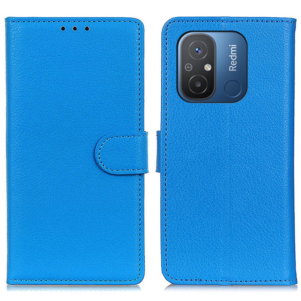  Xiaomi Redmi 12C 4G Fodral Läder Litchi Textur Blå
