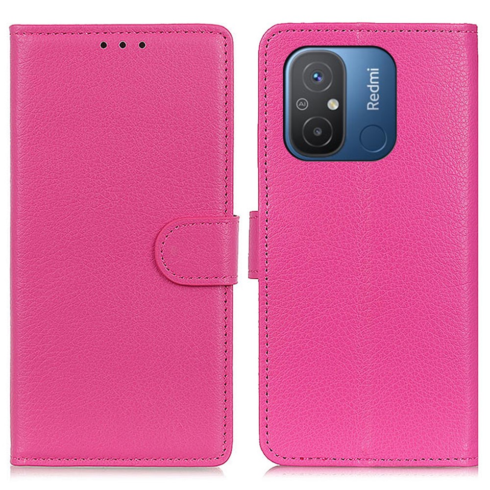  Xiaomi Redmi 12C 4G Fodral Läder Litchi Textur Rosa