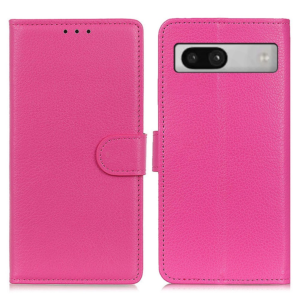  Google Pixel 7A Fodral Litchi Läder Rosa
