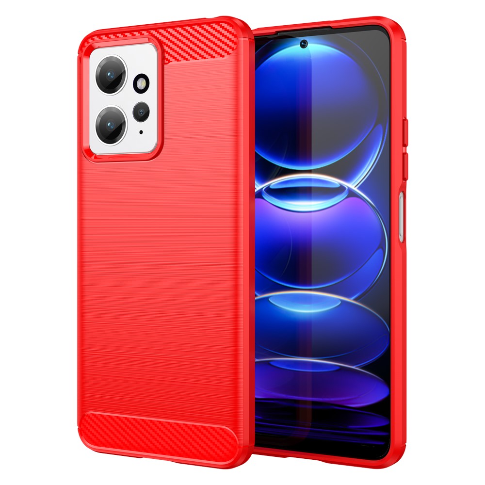  Xiaomi Redmi Note 12 4G Skal Borstad Stål Textur Röd