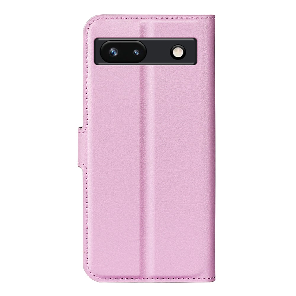  Google Pixel 7A Fodral Litchi Textur Läder Ljus Rosa