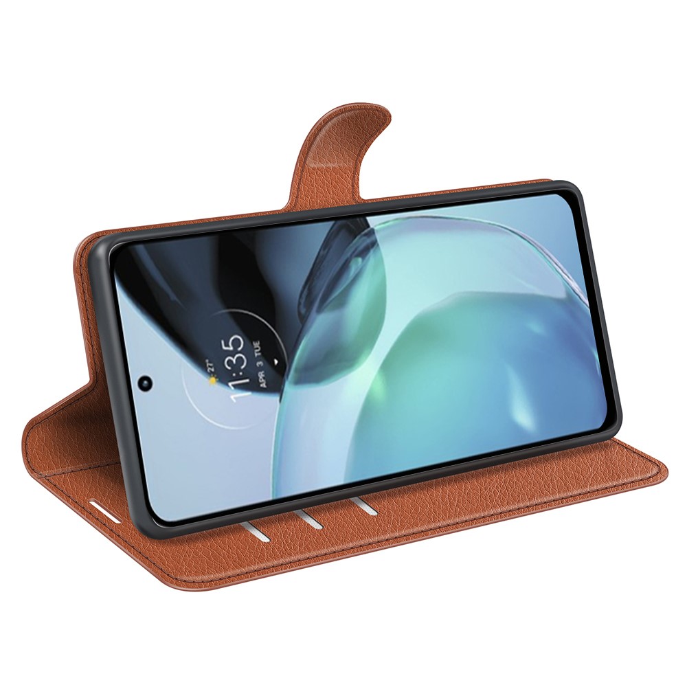  Google Pixel 7A Fodral Litchi Textur Läder Brun