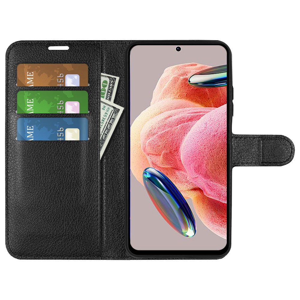  Xiaomi Redmi Note 12 4G Fodral Litchi Läder Svart