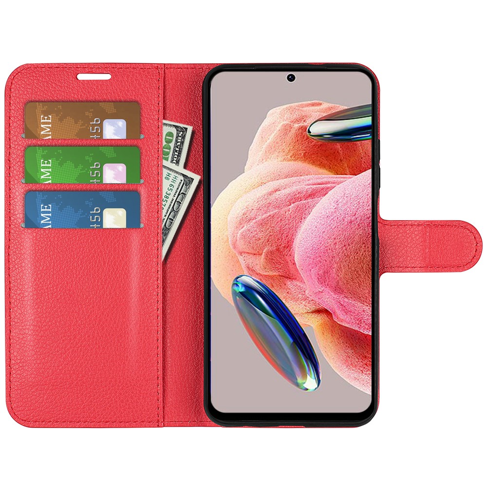  Xiaomi Redmi Note 12 4G Fodral Litchi Läder Röd
