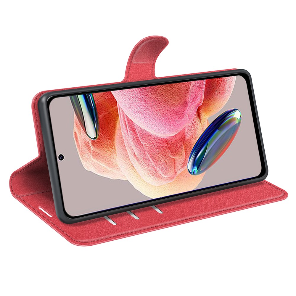  Xiaomi Redmi Note 12 4G Fodral Litchi Läder Röd