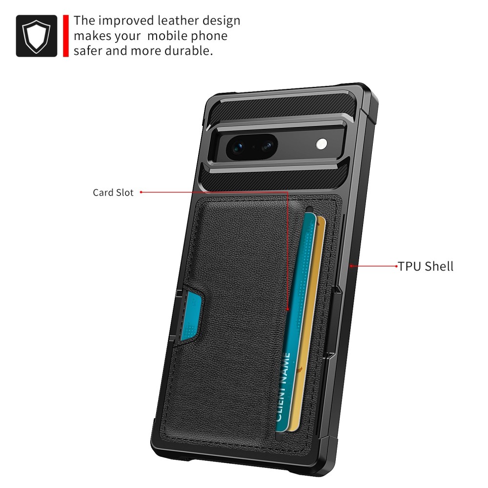  Google Pixel 7A Skal Shockproof Med Kortfack Svart