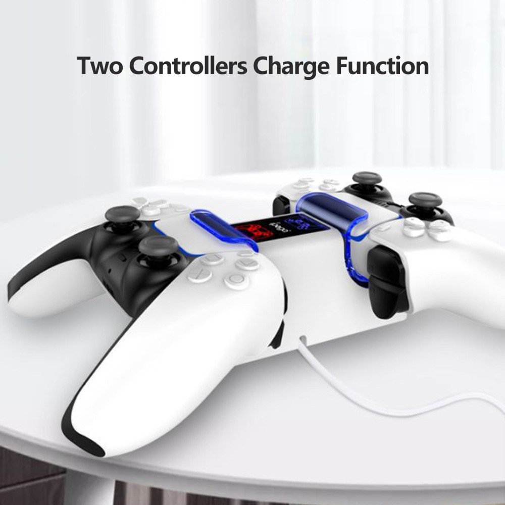 iPega iPega LED Laddstation För 2x PS5 DualSense Handkontroller Vit