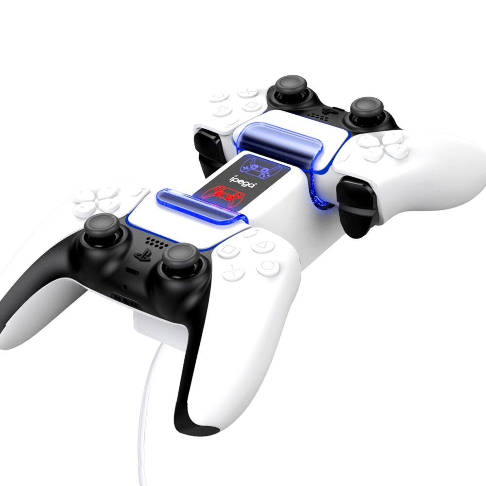 iPega iPega LED Laddstation För 2x PS5 DualSense Handkontroller Vit