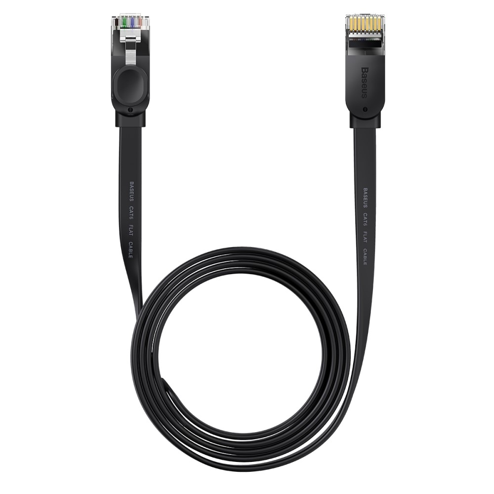BASEUS Baseus 2m Cat6 Platt RJ45 Nätverkskabel Svart