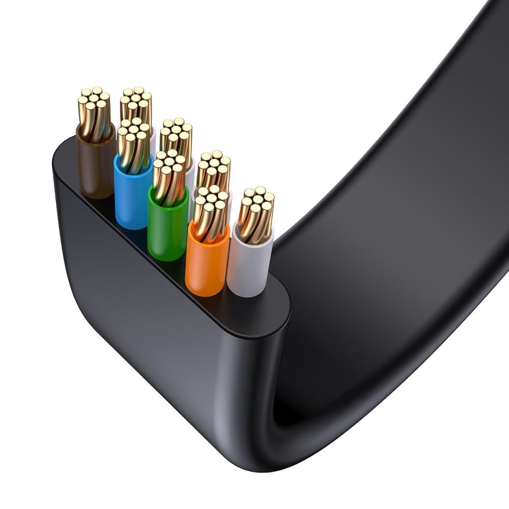 BASEUS Baseus 2m Cat6 Platt RJ45 Nätverkskabel Svart