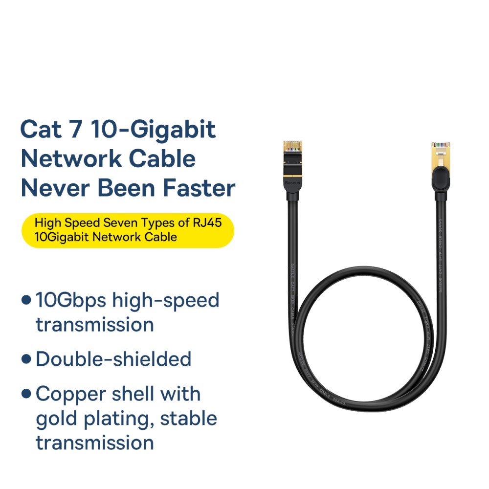 BASEUS Baseus 50cm Cat7 RJ45 Nätverkskabel Svart