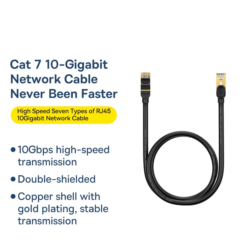 BASEUS Baseus 1m Cat7 RJ45 Nätverkskabel Svart