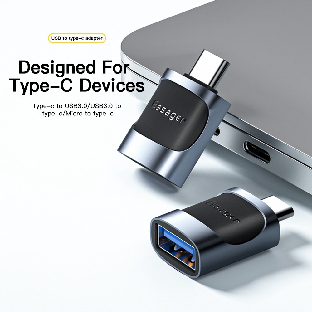 ESSAGER ESSAGER USB-A Hona till USB-C 3.0 Adapter, 5Gbps Svart