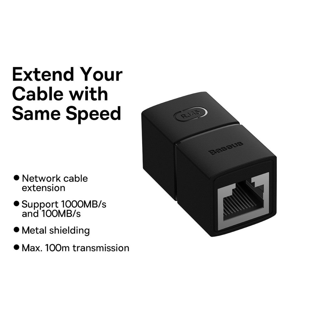 BASEUS Baseus AirJoy RJ45 Adapter Nätverkskabel 1 Gbit/s Svart