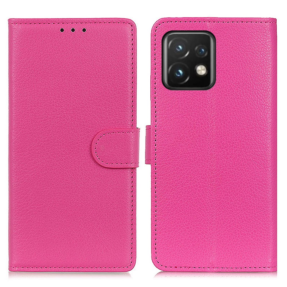  Motorola Edge 40 Pro 5G Fodral Litchi Läder Rosa