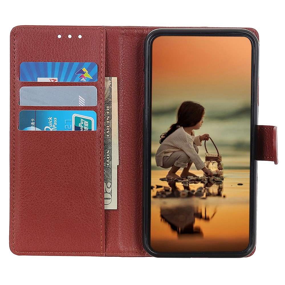  Motorola Edge 40 Pro 5G Fodral Litchi Läder Brun