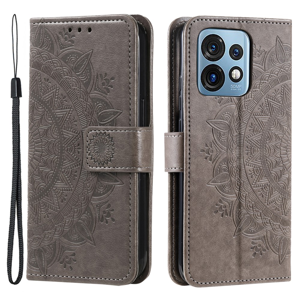  Motorola Edge 40 Pro 5G Fodral Mandala Läder Grå