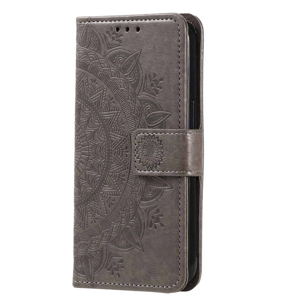  Motorola Edge 40 Pro 5G Fodral Mandala Läder Grå