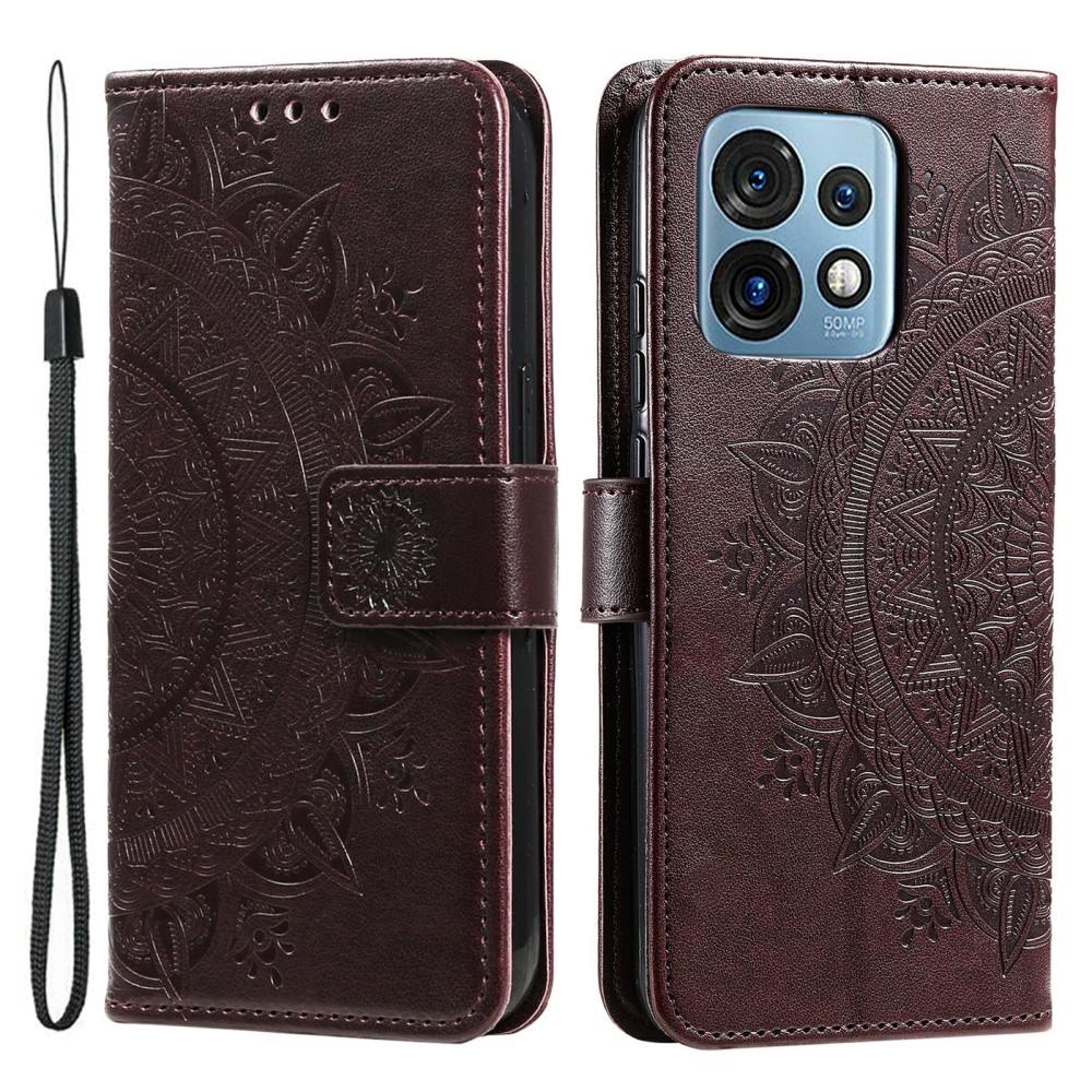  Motorola Edge 40 Pro 5G Fodral Mandala Läder Brun