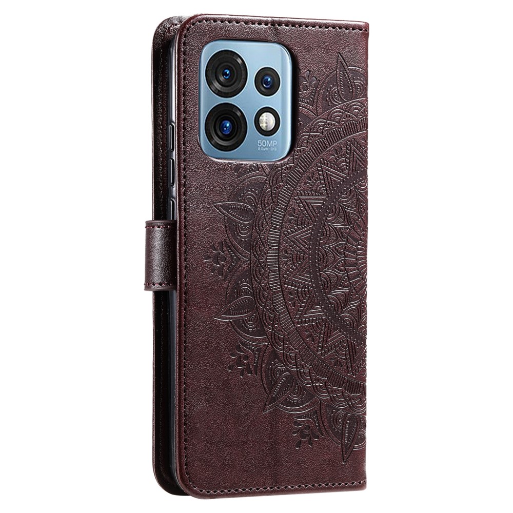  Motorola Edge 40 Pro 5G Fodral Mandala Läder Brun