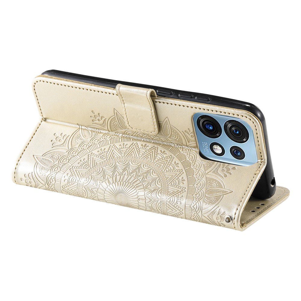  Motorola Edge 40 Pro 5G Fodral Mandala Läder Guld