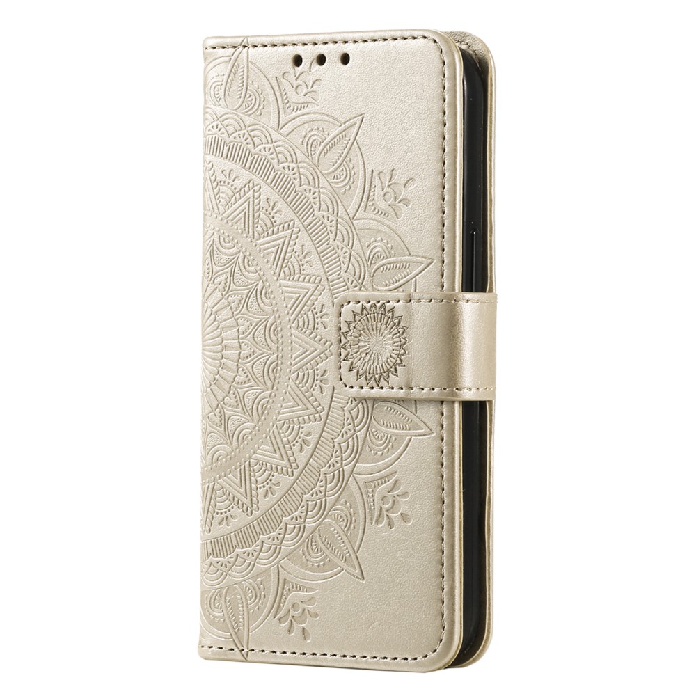  Motorola Edge 40 Pro 5G Fodral Mandala Läder Guld