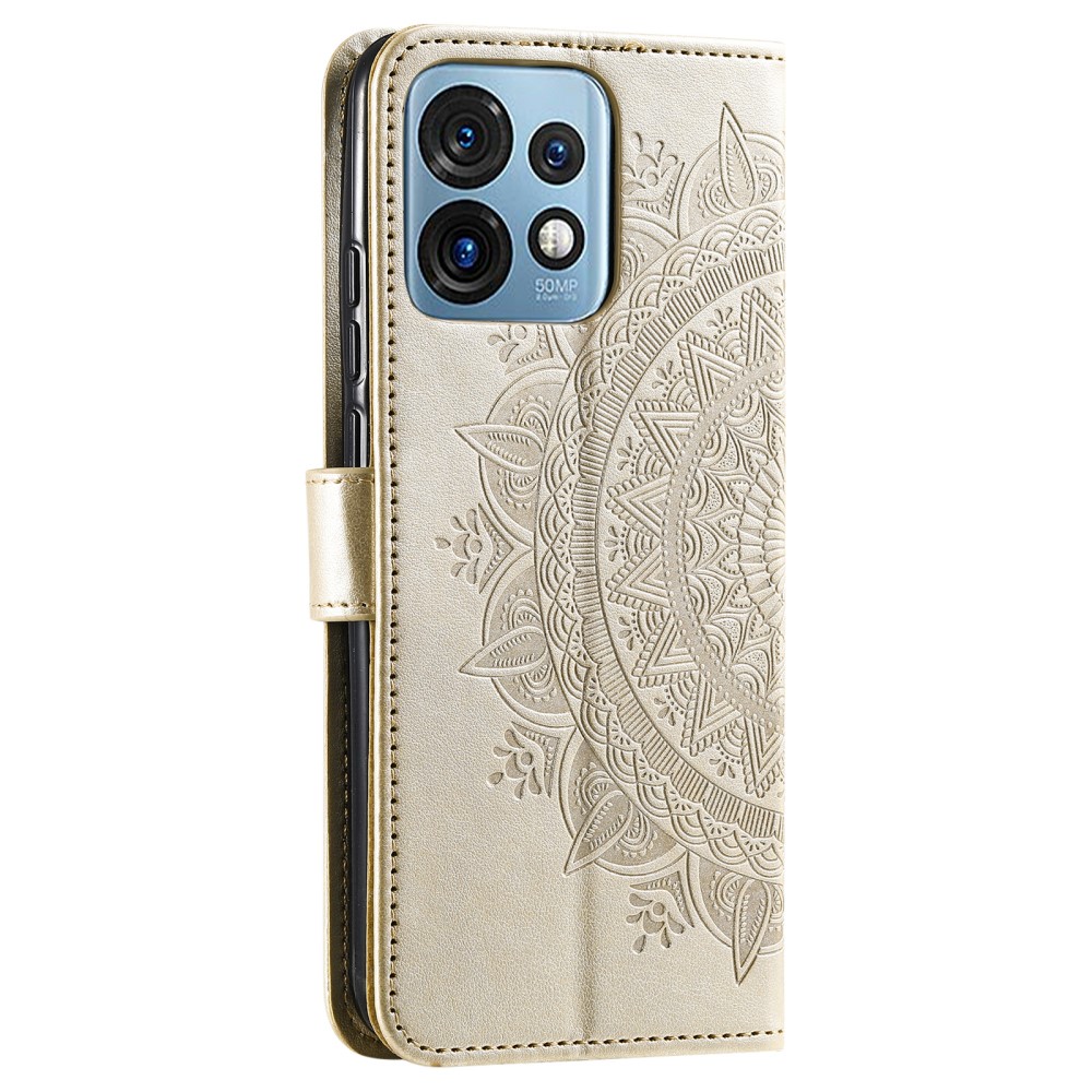  Motorola Edge 40 Pro 5G Fodral Mandala Läder Guld